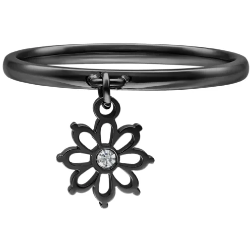 Dangling Flower Ring - Black Metal