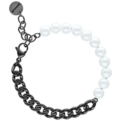 Chunky Synthetic Pearl Armband - Black Metal