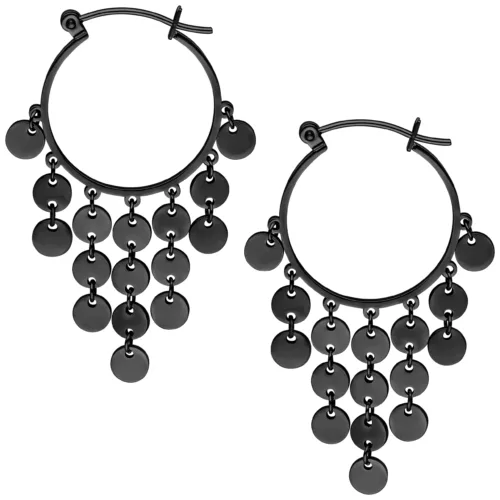 Dangling Plate Hoops - Black Metal