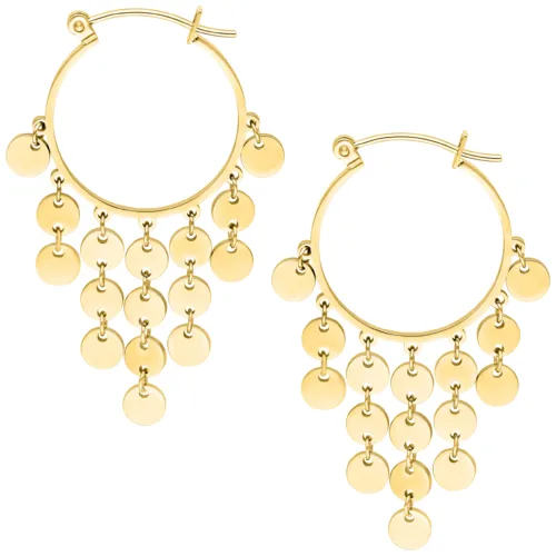 Dangling Plate Hoops - Golden Metal
