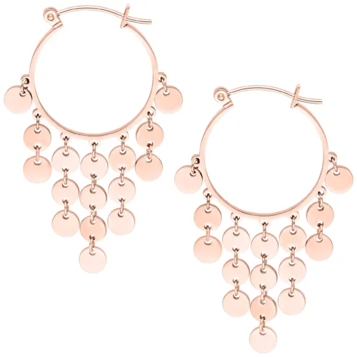 Dangling Plate Hoops - Rosegold