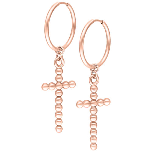 Bubble Cross Hoops Pairs - Rosegold