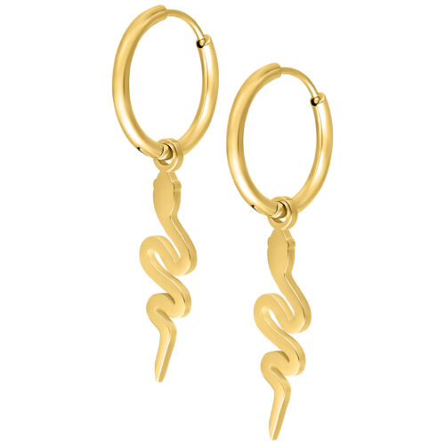 Little Snake Hoop Earrings<!--6357ddad683e0--> - Golden Metal