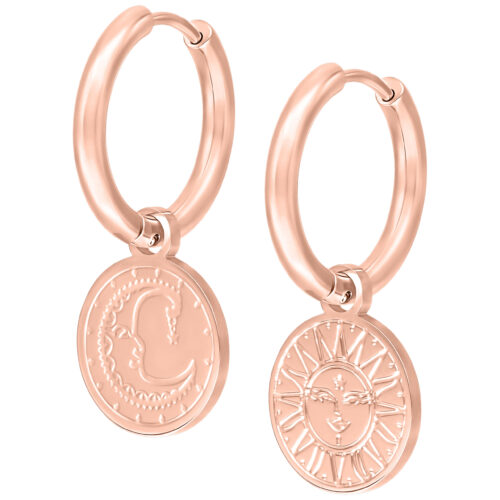 Little Sun Moon Hoop Earrings<!--6357ddaee7656--> - Rosegold