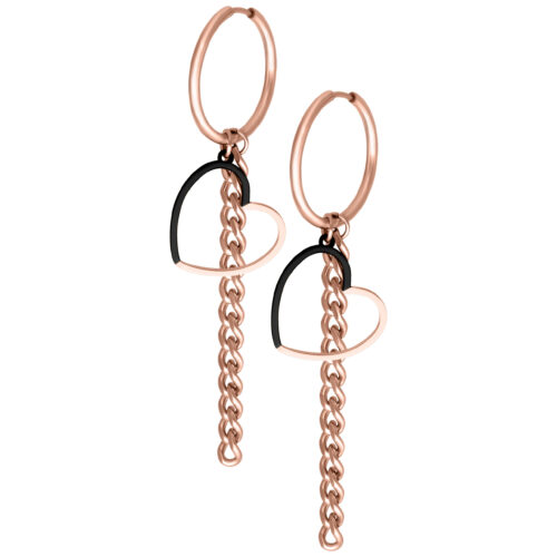 2 Coloured Heart Hoops - Rosegold