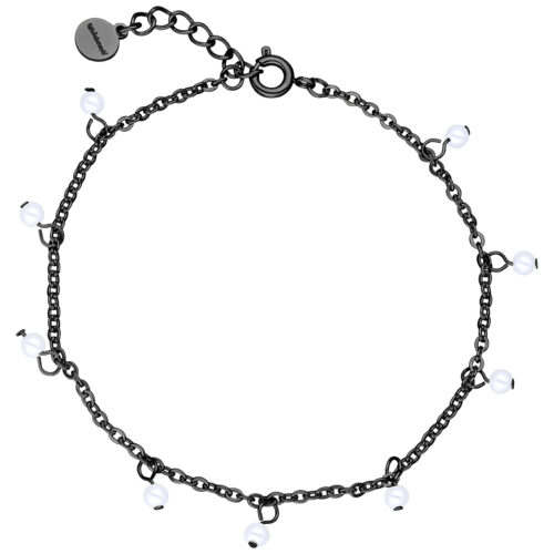 Little Synthetic Pearl Armband - Black Metal