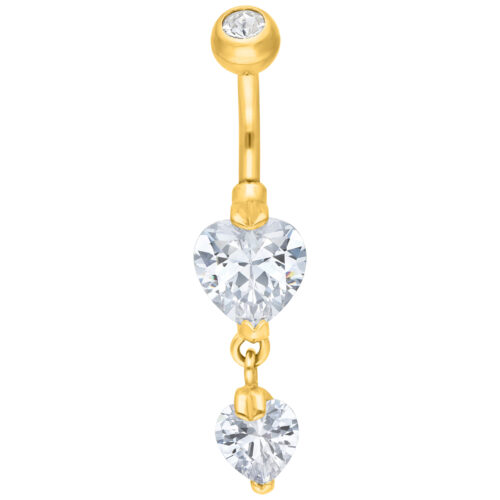 Multi Jewelled Two Times heart Belly Bar<!--6357d891a3ab1-->