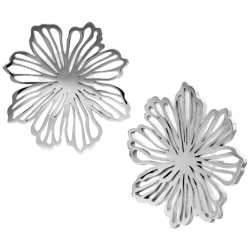 Fine Flower Earstuds Pair - Silvercoloured Metal