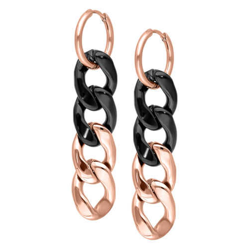 Silver Chain Dangle Hoops<!--639b558ec7801--> - Rosegold