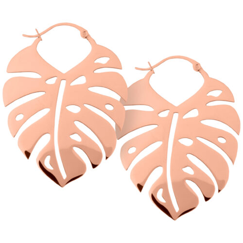 Monstera Leaf Hoop Earrings - Rosegold