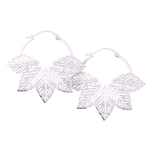"Abey" Leaf Hoop Earrings<!--6357d5e3e9181--><!--636e78af1a3f6--> - Silvercoloured Metal