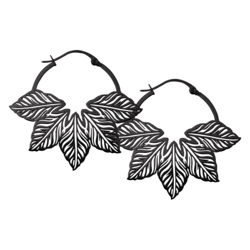 "Abey" Leaf Hoop Earrings<!--6357d5e3e9181--><!--636e78af1a3f6-->
