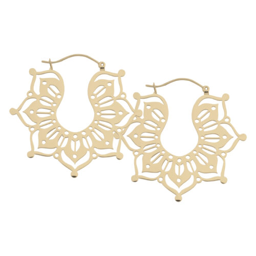 Magnolia Hoop Earrings<!--6357ddd5bb15c--> - Golden Metal