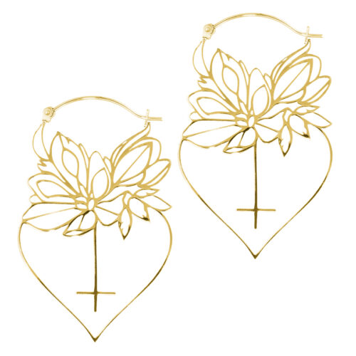 Silver Dahlia Flower Hoop Earrings - Golden Metal