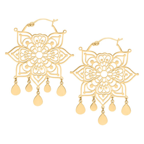Mandala Hoop Earrings - Golden Metal