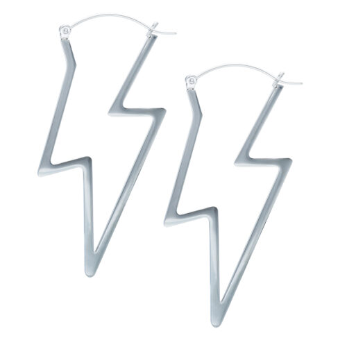 Thunderbolt Hoop Earrings - Silvercoloured Metal
