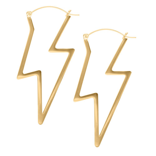 Thunderbolt Hoop Earrings - Golden Metal