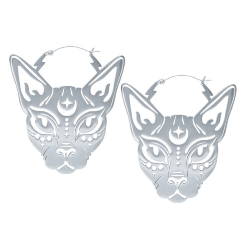 Sphynx Hoop Earrings - Silvercoloured Metal