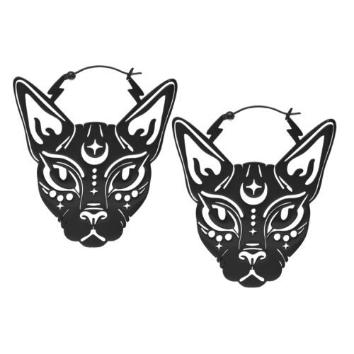 Sphynx Hoop Earrings - Black Metal