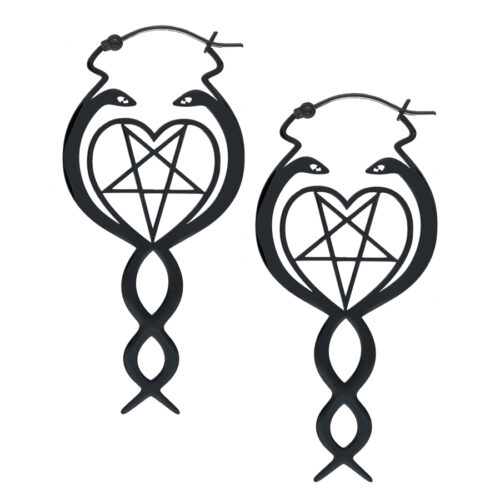 Snake Pentagram Hoop Earrings