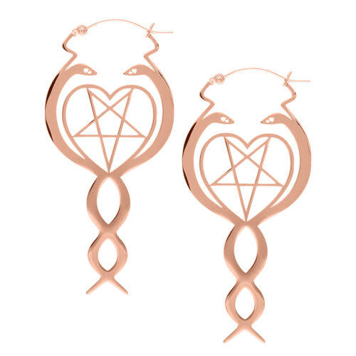Snake Pentagram Hoop Earrings - Rosegold