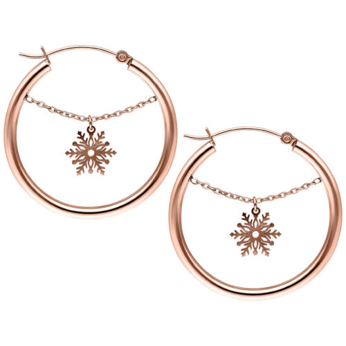 Dangling Snowflake Hoops - Rosegold