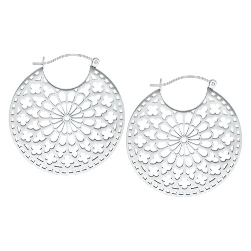 Silver Hoop Earrings with Cathedral Design<!--6357d80f0ee2a--><!--636e78ae97b7d--> - Silvercoloured Metal