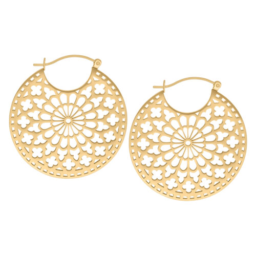 Silver Hoop Earrings with Cathedral Design<!--6357d80f0ee2a--><!--636e78ae97b7d--> - Golden Metal