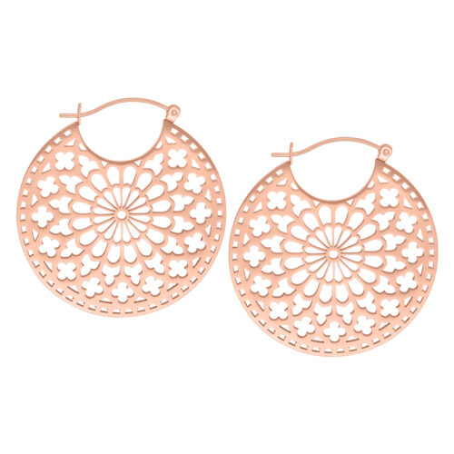 Silver Hoop Earrings with Cathedral Design<!--6357d80f0ee2a--><!--636e78ae97b7d--> - Rosegold