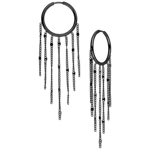 Tassle Hoops Pairs - Black Metal