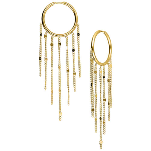 Tassle Hoops Pairs - Golden Metal