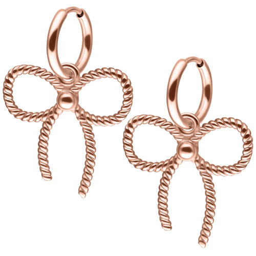 Little Twisted Bow Hoops - Rosegold