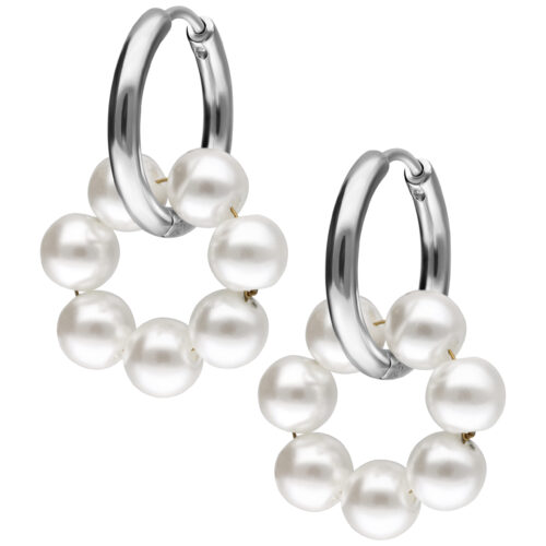 Little Synthetic Pearl Circle Hoops