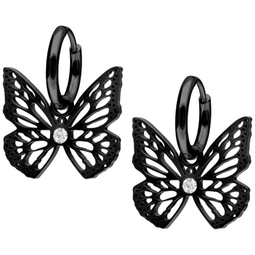 Little Butterfly Hoops - Black Metal