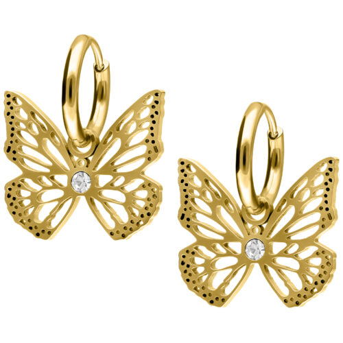 Little Butterfly Hoops - Golden Metal