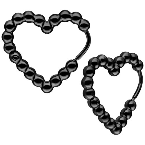Heart Bubble Hoops - Black Metal