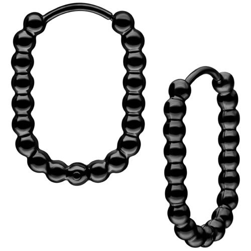 Oval Bubble Hoops - Black Metal