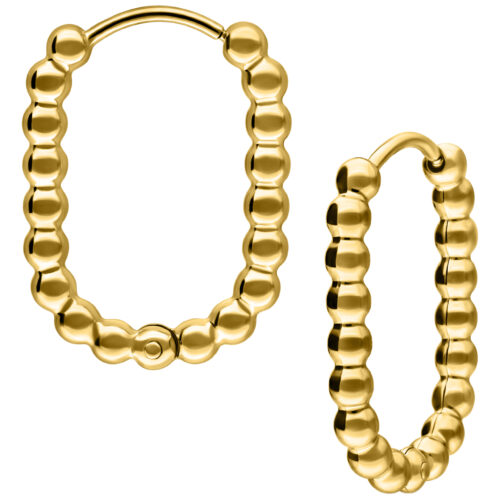 Oval Bubble Hoops - Golden Metal