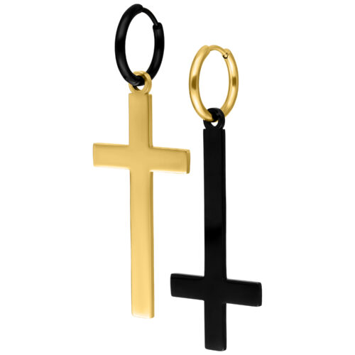 Verena Venus - Cross Hoops incl. Packaging - Gold/Schwarz
