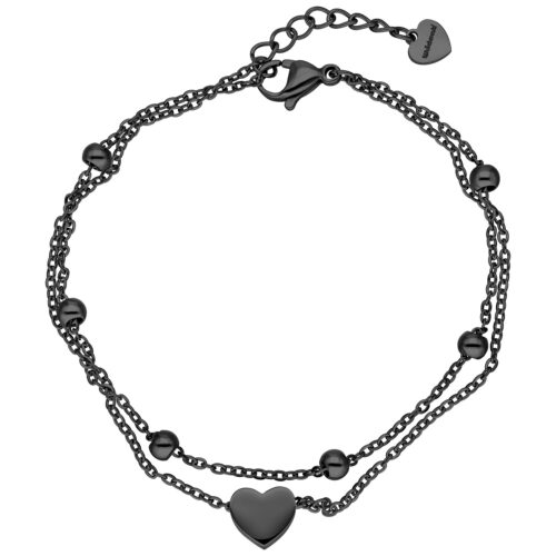 Little Heart Bracelet Double Row - Black Metal