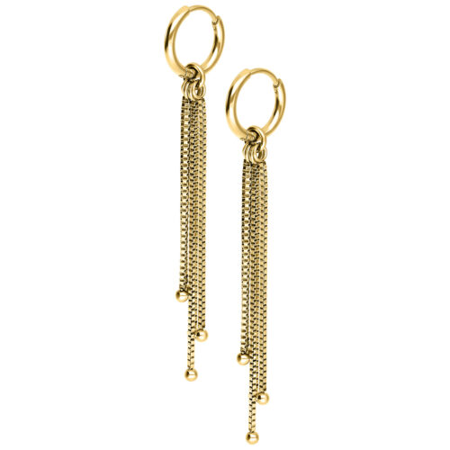 Little Square Venezia Chain Hoops (pair) - Golden Metal