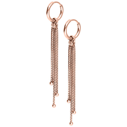 Little Square Venezia Chain Hoops (pair) - Rosegold