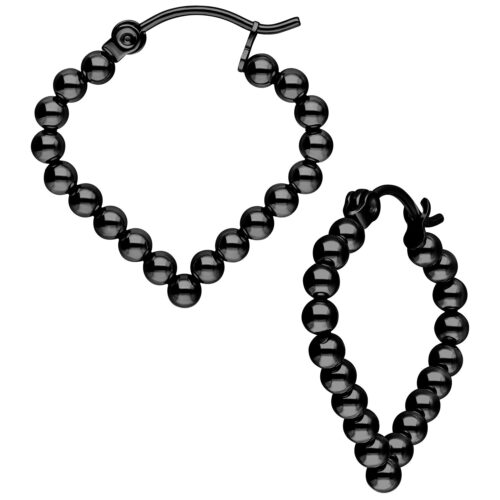 Bubble Polygon Hoops (Paar) - Black Metal
