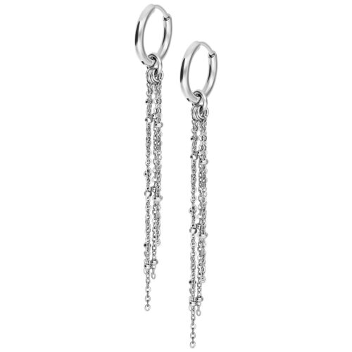Little Satellite Chain Hoops (pair) - Silvercoloured Metal