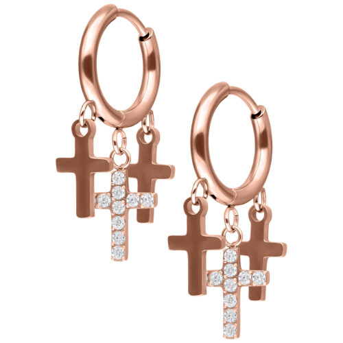 Little Dangling Cross Hoops
