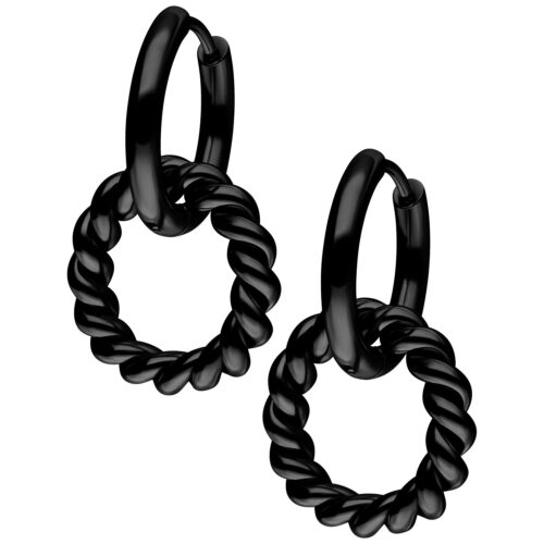 Twisted Circle Hoops - Black Metal