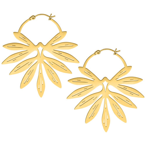 Bamboo Hoops Pair - Golden Metal