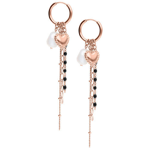 Bubble Heart Hoops with Synthetic Pearl