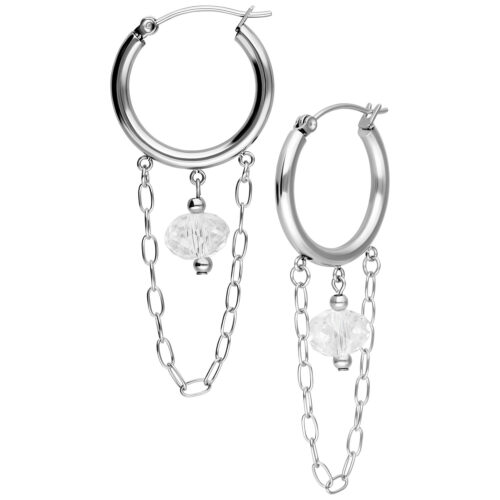 Edgy white Stone Hoops (Paar)