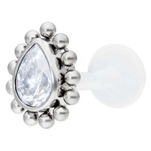 Crystal Teardrop Screwing Labret Stud<!--6357dadef26a7-->